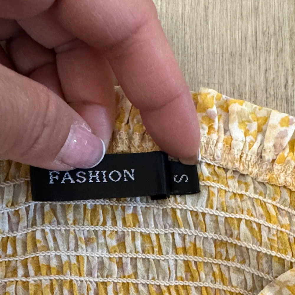 Smocked Flowy Yellow Floral Strapless Maxi Dress - Picture 6 of 8